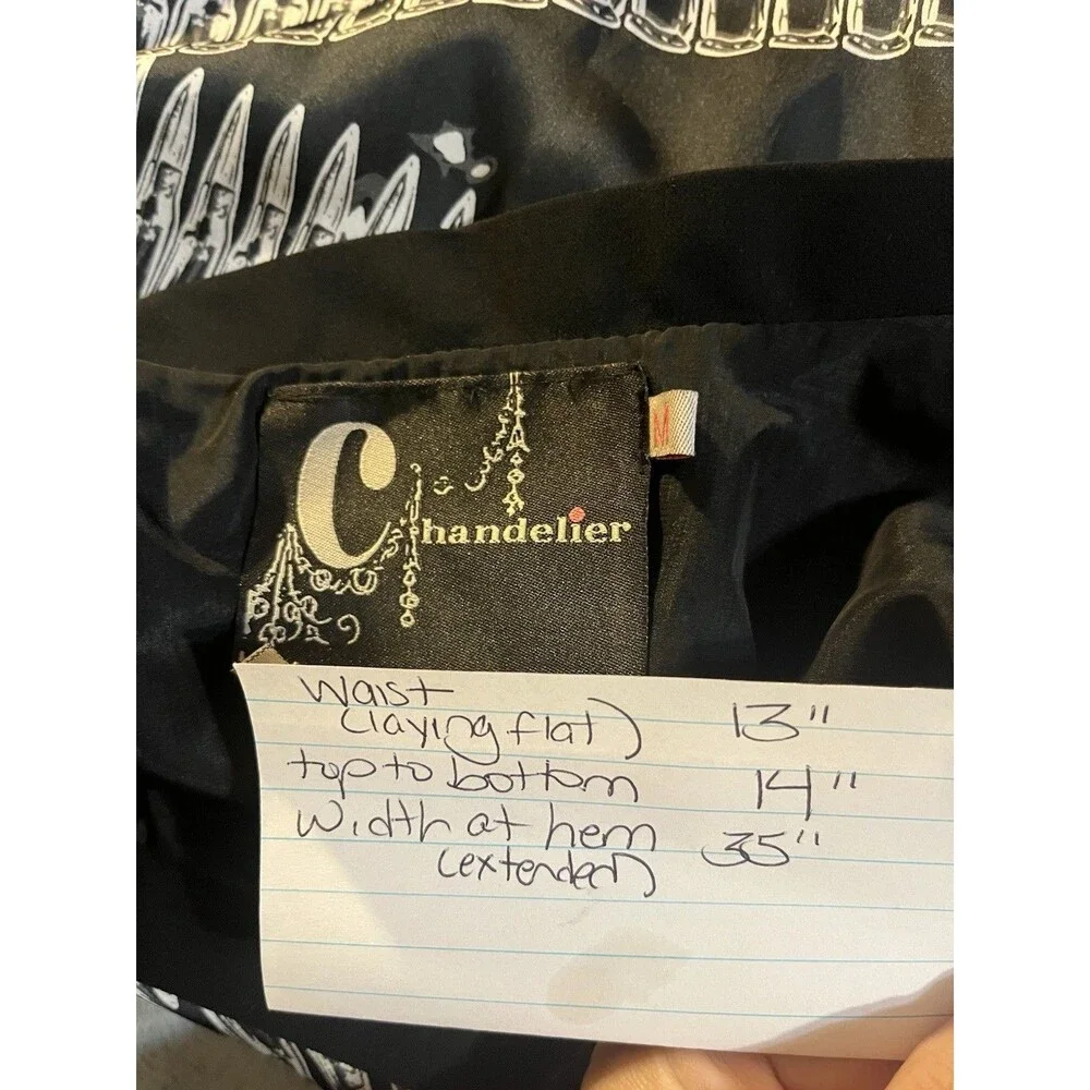 Chandelier Women’s Black/White Lined Mini Skirt Grommet Studs On Waist Size M